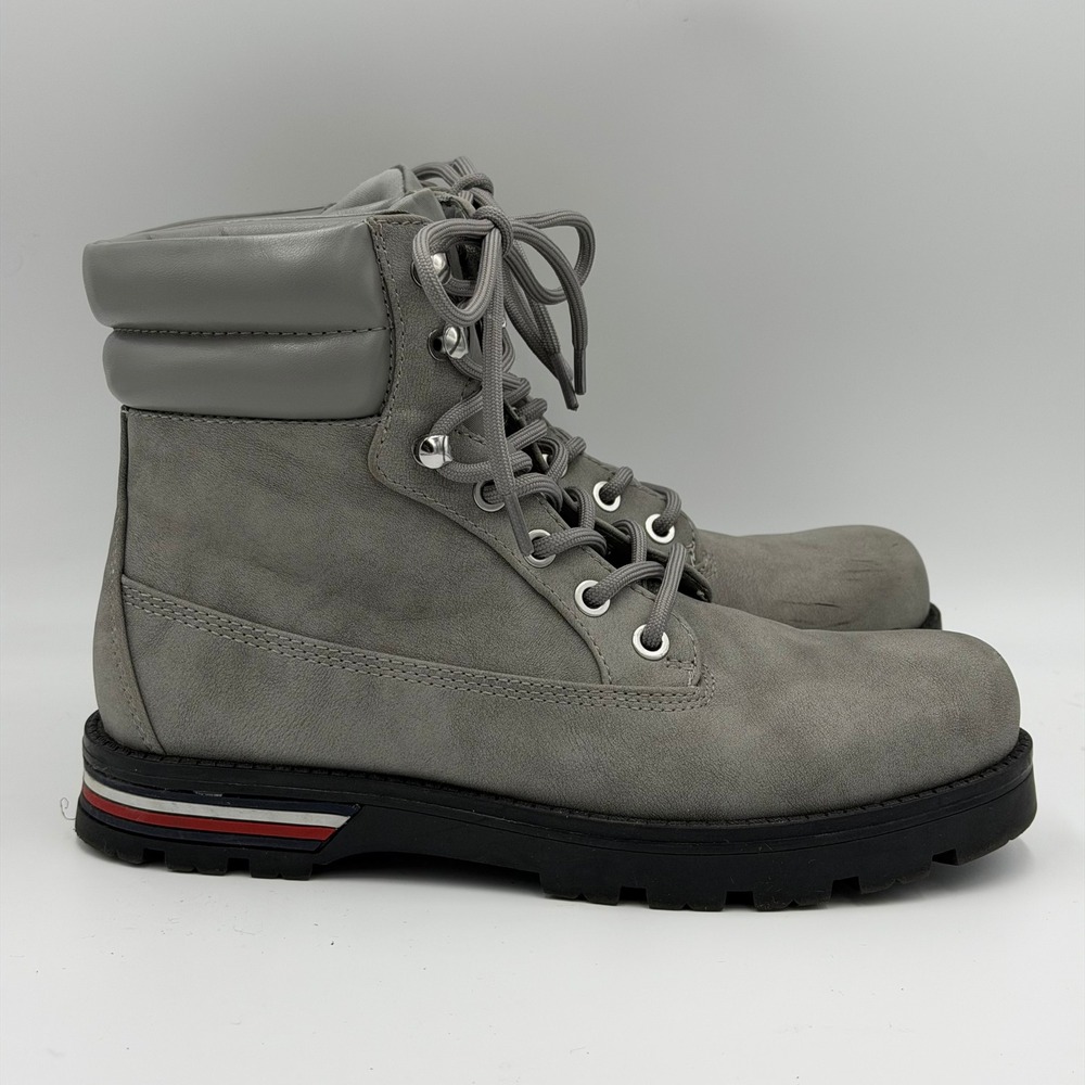 Tommy Hilfiger Melise Gray Lace Up Combat Boots Womens Size 6 M Faux Suede Ankle